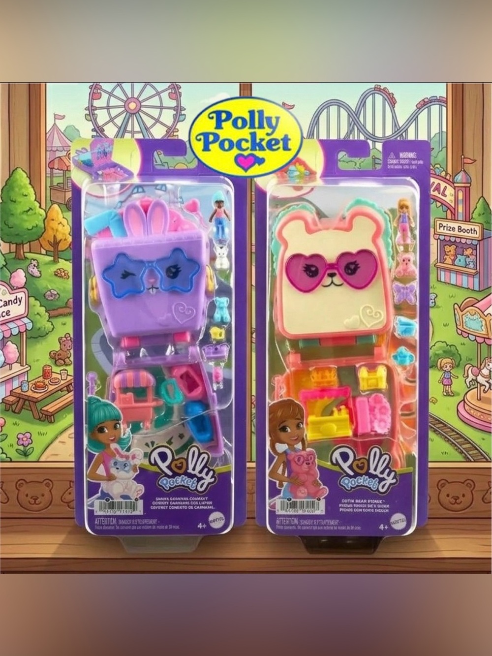 Polly Pocket Mini Playsets Bundle Lot (Bear & Bunny)